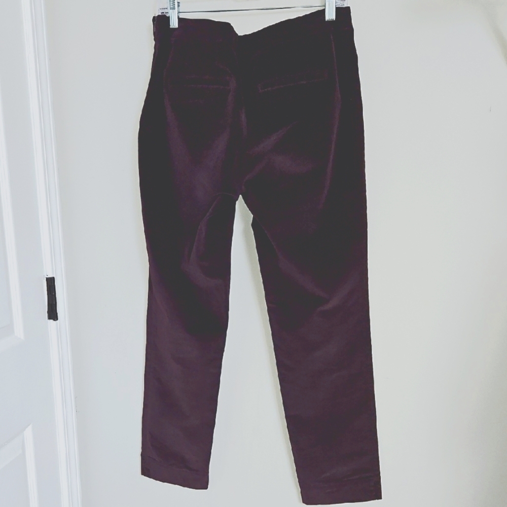 J.Jill Corduroy Burgundy Side Zip Flat Front Pants Size 8 - Picture 4 of 12